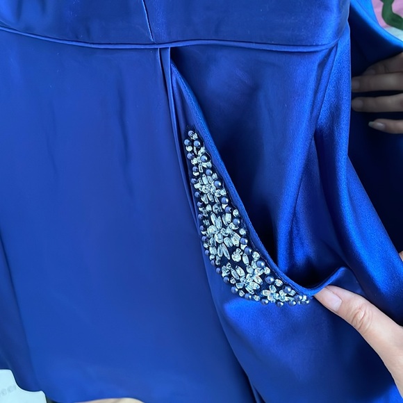 Royal Blue Homecoming Dress with Jeweled Pockets - Picture 3 of 8